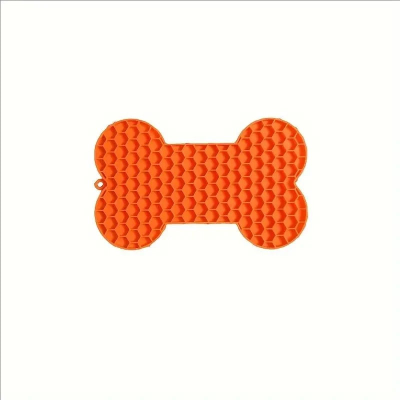Bone Shape Silicone Licking Pad Pet Dog Peanut Butter Slow Food Bowl Eating for Cats Dogs Feeder Feeding Lickmat