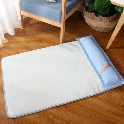 Summer Cooling Dog Bed for Large Medium Dog Puppy Orthopedic Memory Foam Mat with Pillow Breathable Waterproof Washable