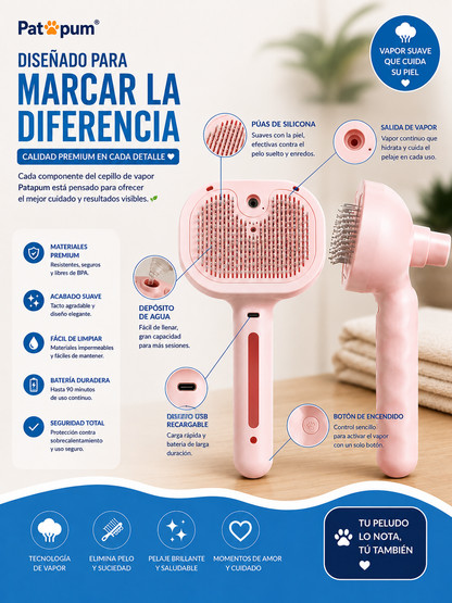 Cepillo de Vapor para Perros y Gatos
