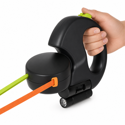 Correa Retráctil Doble con Linterna LED