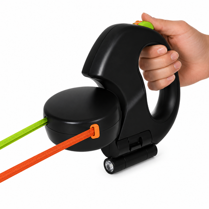 Correa Retráctil Doble con Linterna LED