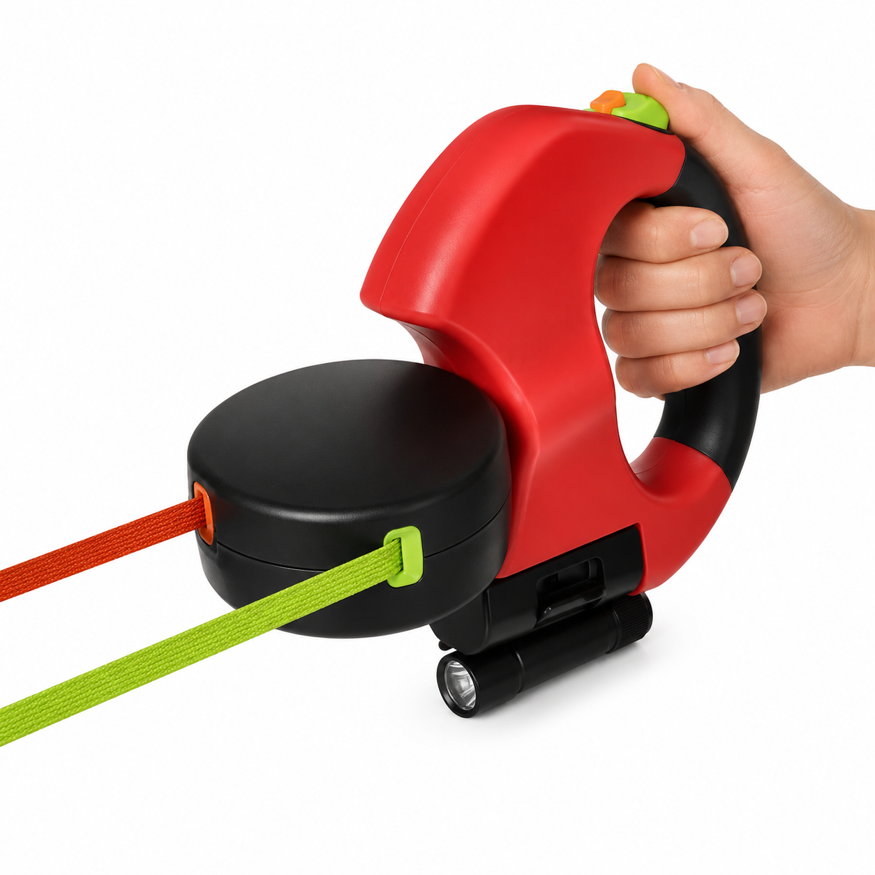 Correa Retráctil Doble con Linterna LED