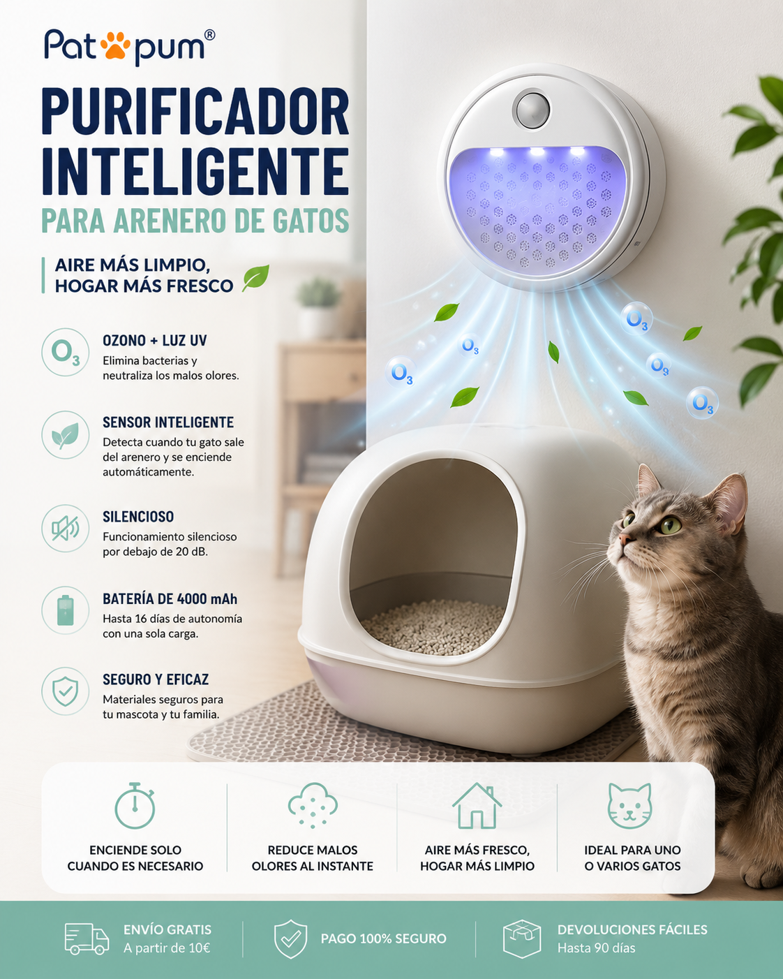 Purificador Inteligente para Arenero de Gatos