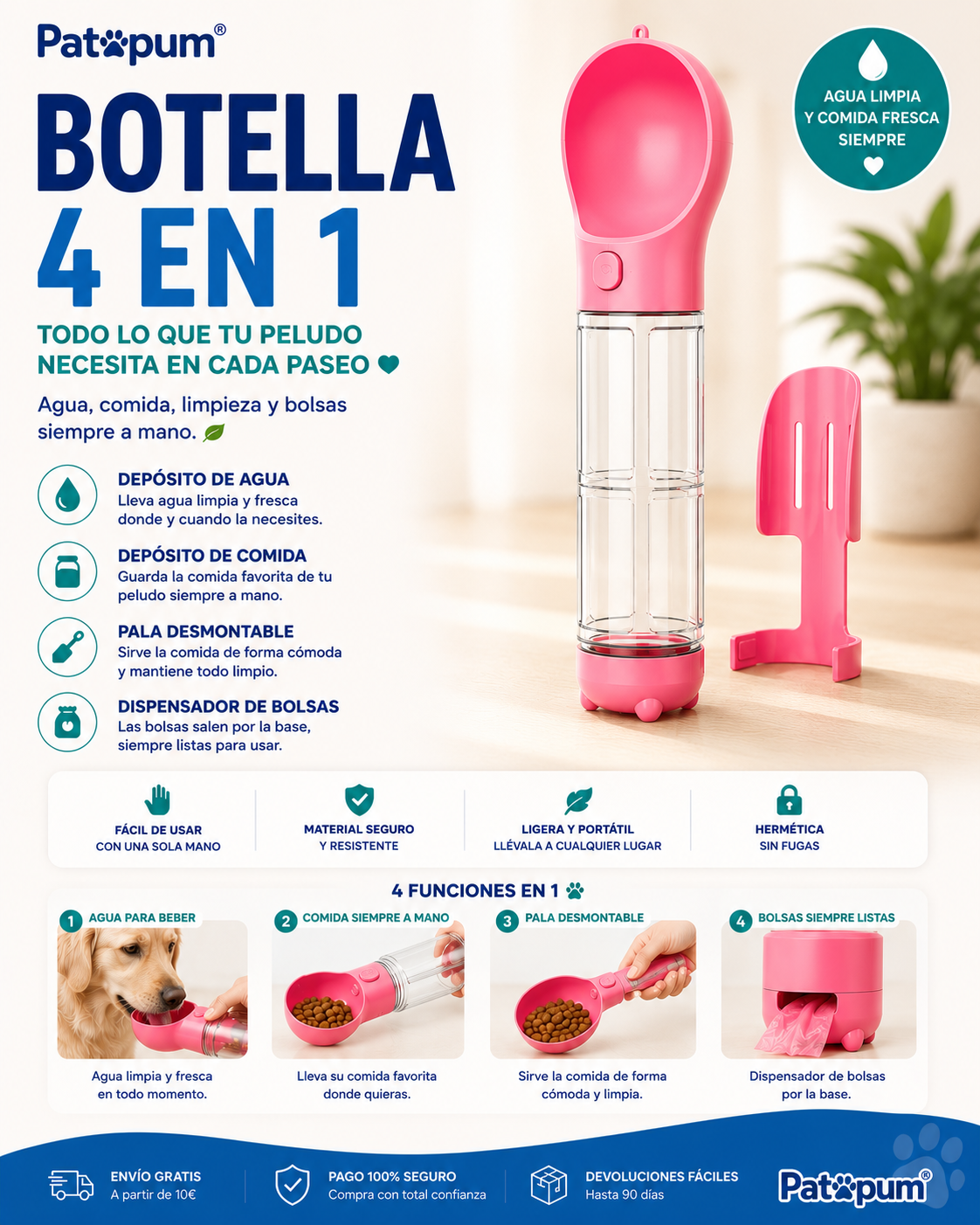 Botella Multifunción 4 en 1