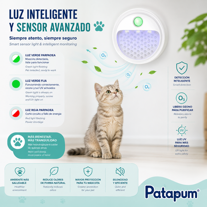 Purificador Inteligente para Arenero de Gatos | Batería de 4000 mAh | Patapum