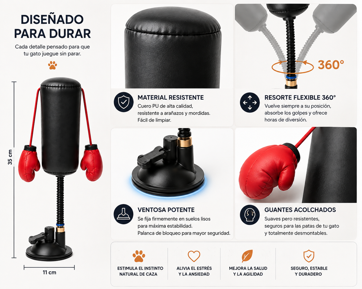 Saco de Boxeo Interactivo para Gatos | Patapum™