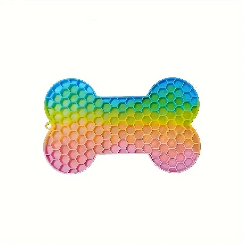 Bone Shape Silicone Licking Pad Pet Dog Peanut Butter Slow Food Bowl Eating for Cats Dogs Feeder Feeding Lickmat