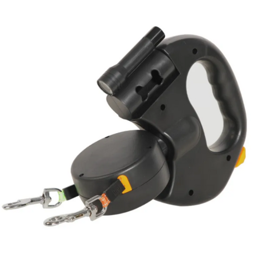 Correa Doble Automática para Dos Perros | Retráctil con Luz | PataPum